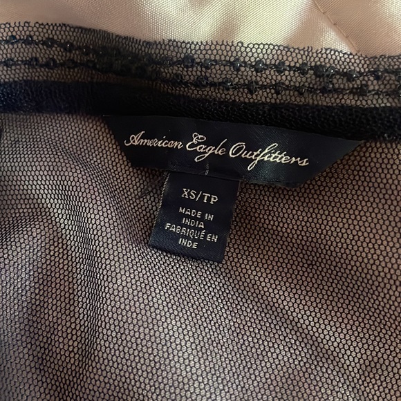 Navy blue mesh beaded tank top blouse - Picture 3 of 3